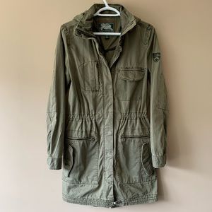 Roots Khaki Green Long Spring / Fall Jacket - Small